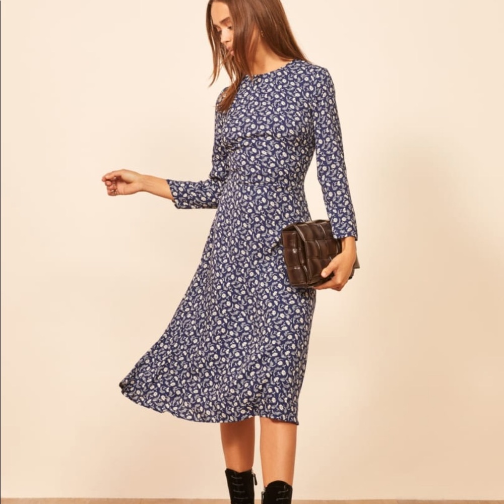 Reformation Blue Paisley Midi Dress